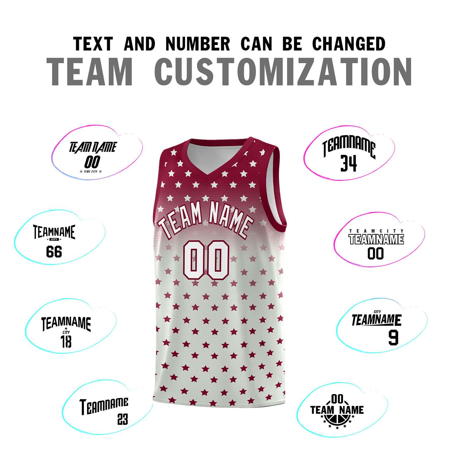 Custom Crimson Gray Gradient Start Pattern Basketball Jersey Kits|KXKSHOP