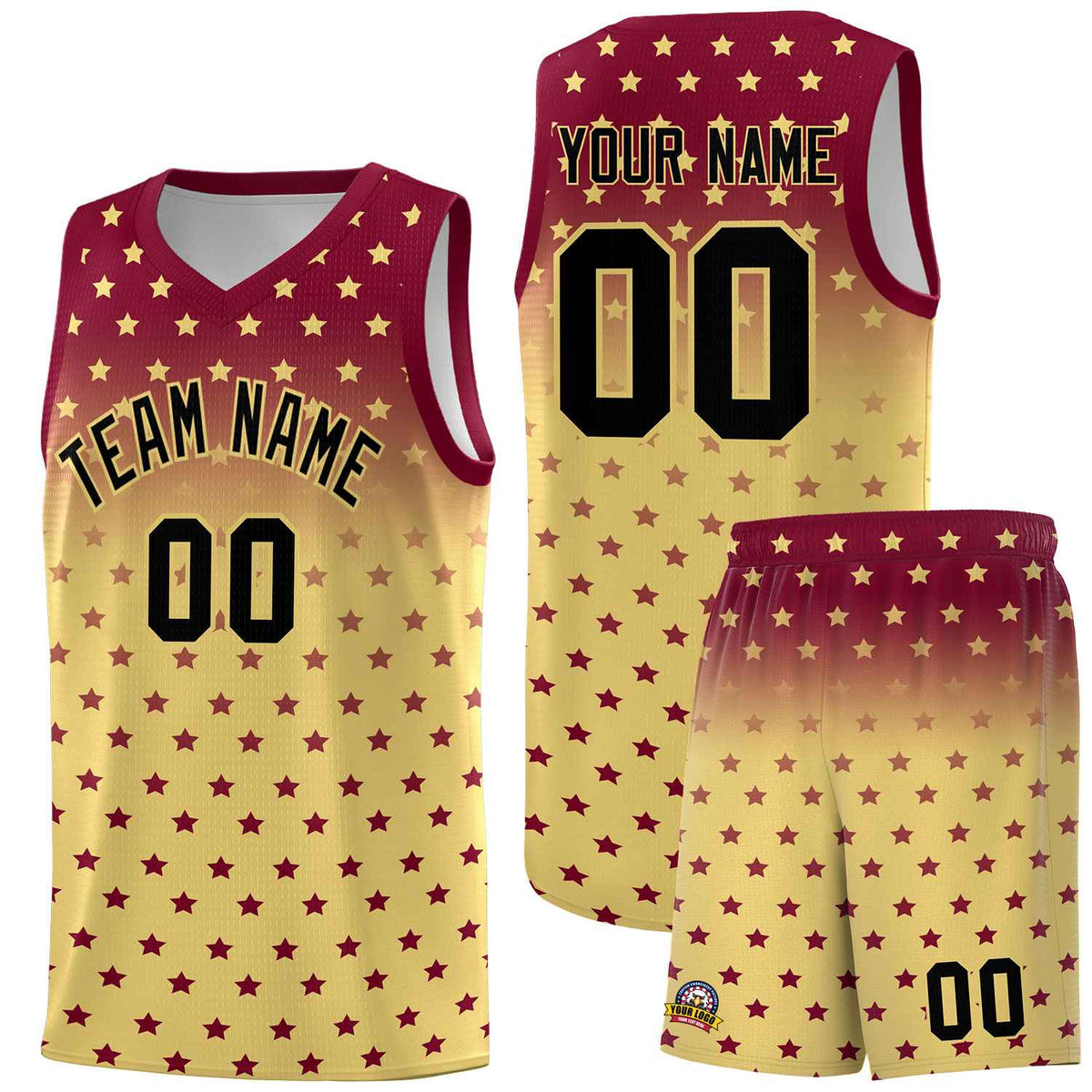 Custom Crimson Khaki Gradient Start Pattern Basketball Jersey Kits|KXKSHOP