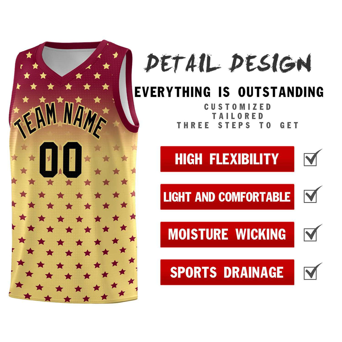 Custom Crimson Khaki Gradient Start Pattern Basketball Jersey Kits|KXKSHOP