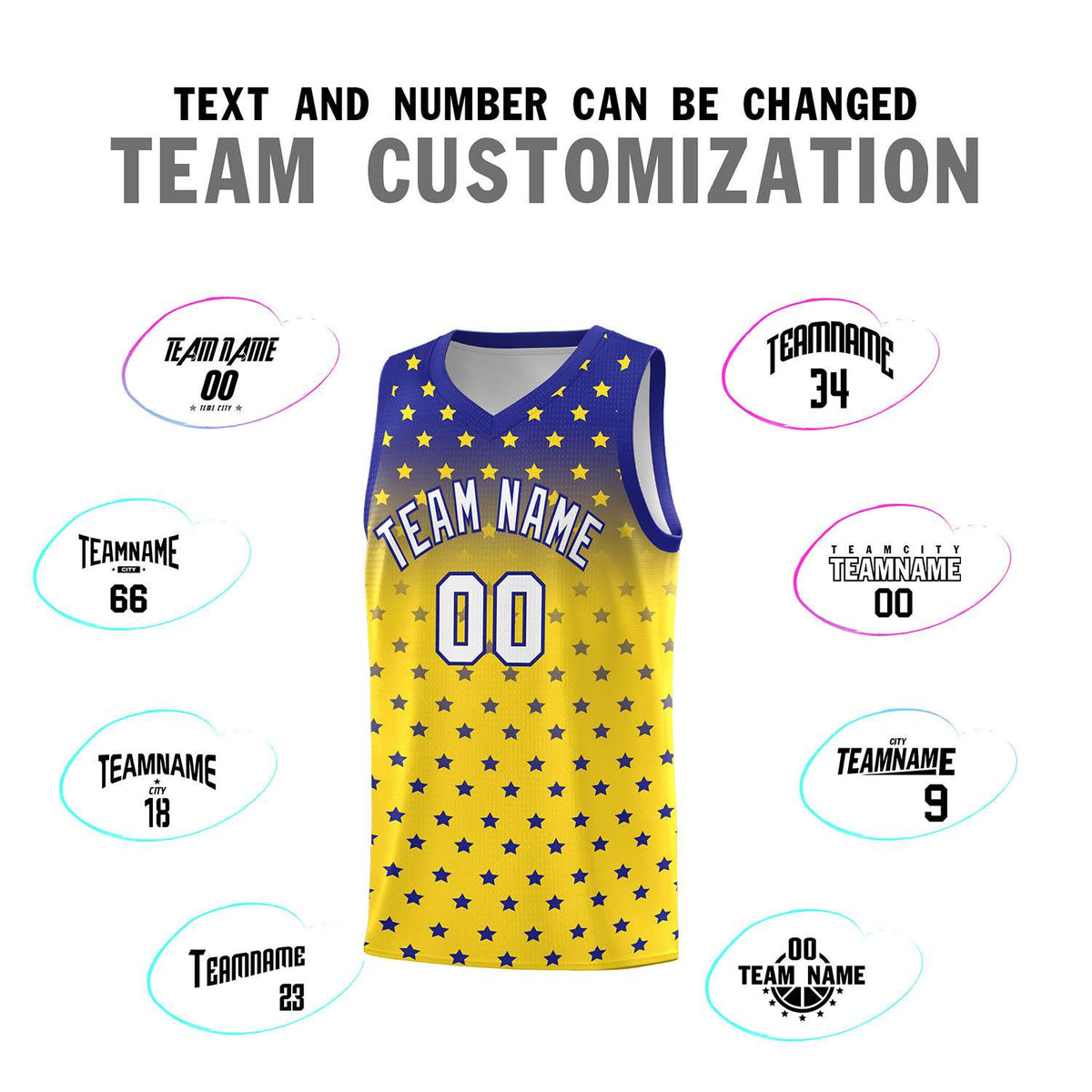 Custom Royal Gold Gradient Start Pattern Basketball Jersey Kits|KXKSHOP