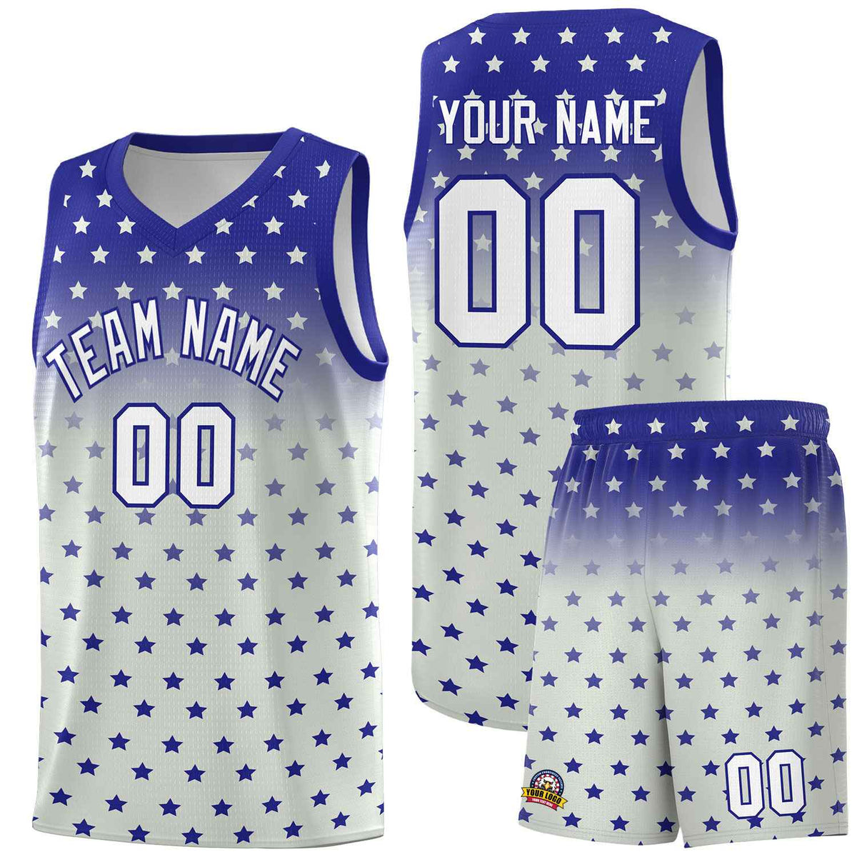 Custom Royal Gray Gradient Start Pattern Basketball Jersey Kits|KXKSHOP