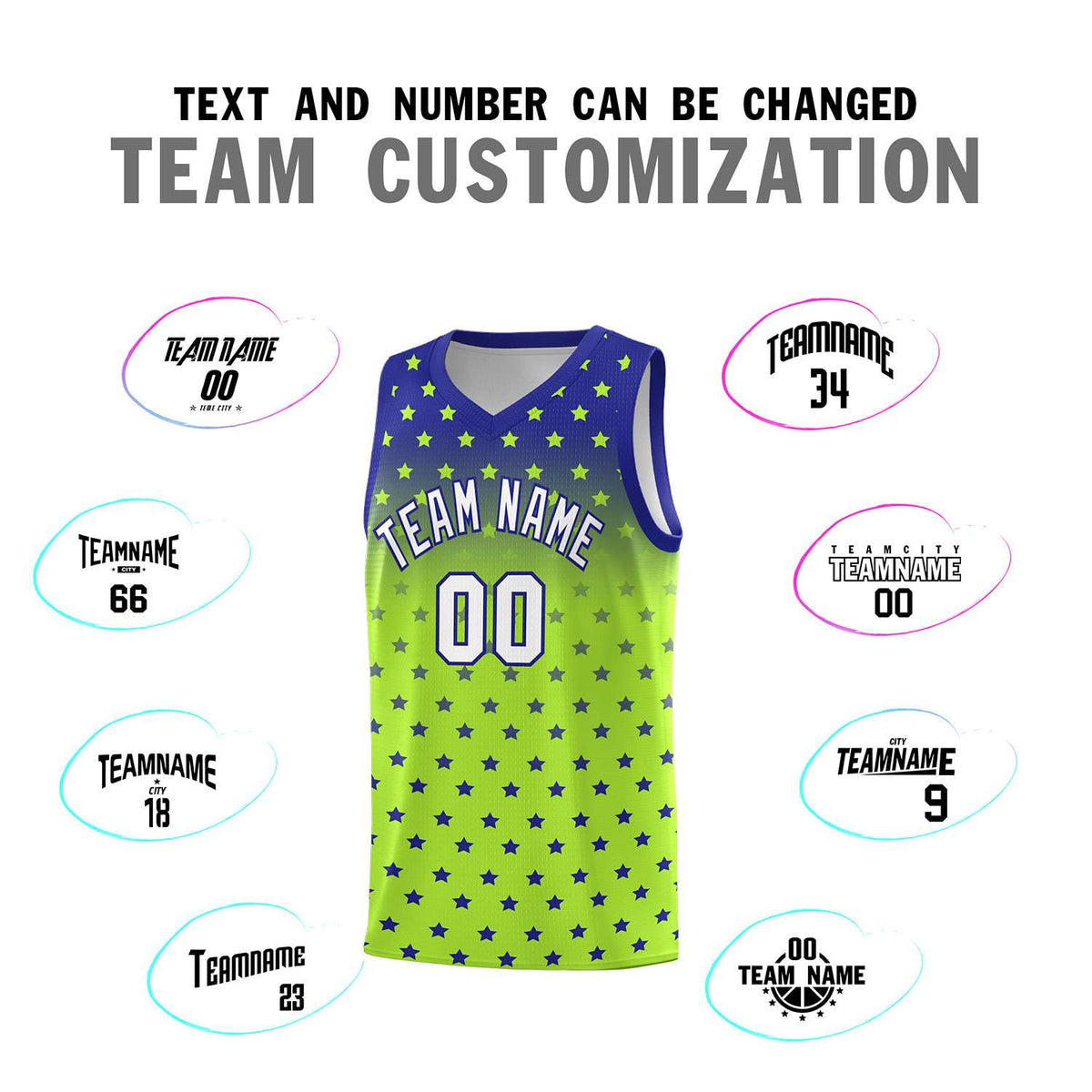 Custom Royal Light Green Gradient Start Pattern Basketball Jersey Kits|KXKSHOP