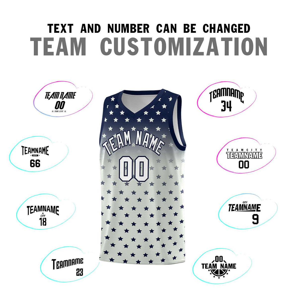 Custom Navy Gray Gradient Start Pattern Basketball Jersey Kits|KXKSHOP