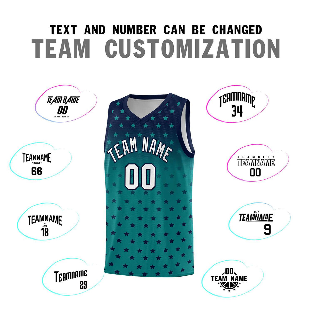 Custom Navy Aqua Gradient Start Pattern Basketball Jersey Kits|KXKSHOP