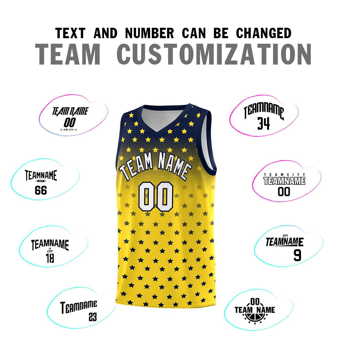 Custom Navy Gold Gradient Start Pattern Basketball Jersey Kits|KXKSHOP