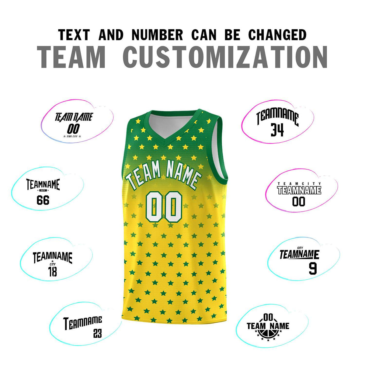 Custom Kelly Green Gold Gradient Start Pattern Basketball Jersey Kits|KXKSHOP