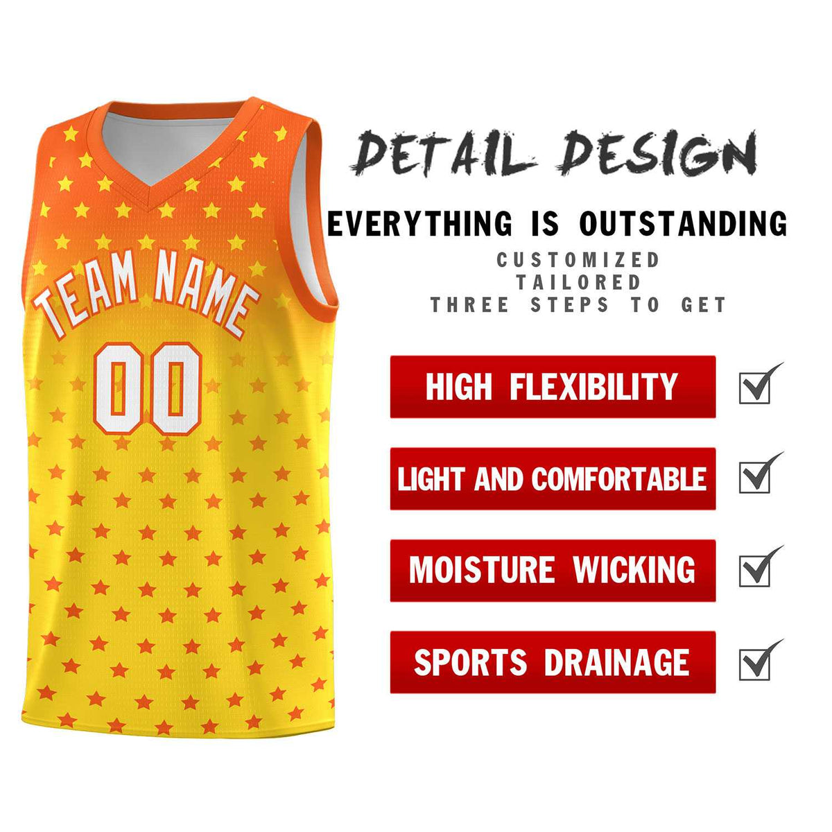 Custom Orange Gold Gradient Start Pattern Basketball Jersey Kits|KXKSHOP
