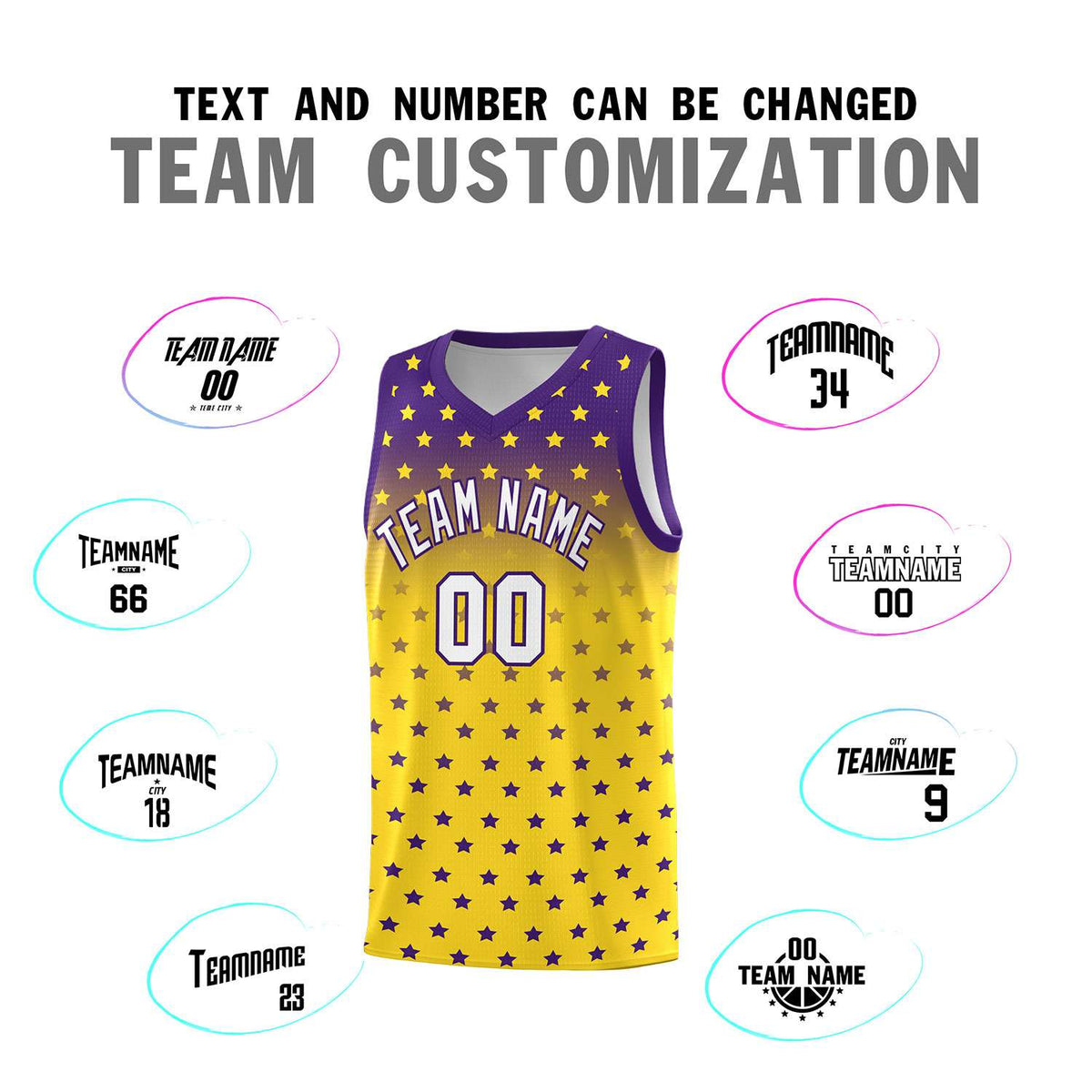 Custom Purple Gold Gradient Start Pattern Basketball Jersey Kits|KXKSHOP