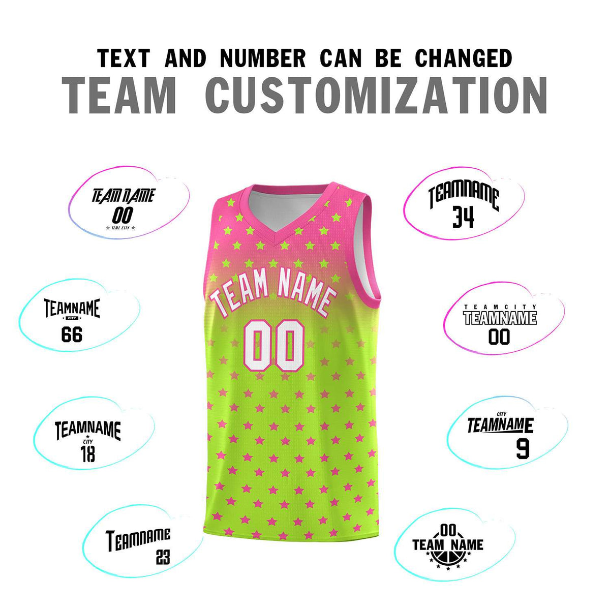 Custom Pink Light Green Gradient Start Pattern Basketball Jersey Kits|KXKSHOP