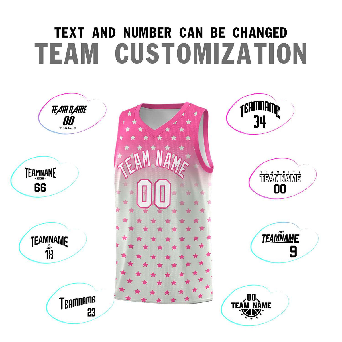 Custom Pink Gray Gradient Start Pattern Basketball Jersey Kits|KXKSHOP