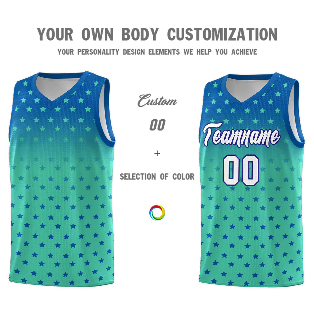 Custom Royal Bright Green Gradient Start Pattern Basketball Jersey Kits|KXKSHOP