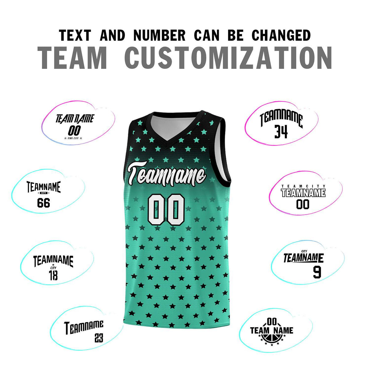 Custom Black Bright Green Gradient Start Pattern Basketball Jersey Kits|KXKSHOP