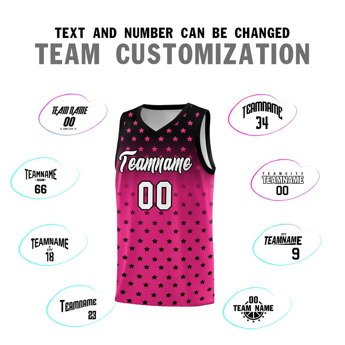 Custom Black Pink Gradient Start Pattern Basketball Jersey Kits|KXKSHOP