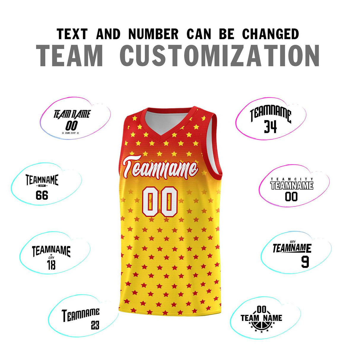 Custom Red Gold Gradient Start Pattern Basketball Jersey Kits|KXKSHOP