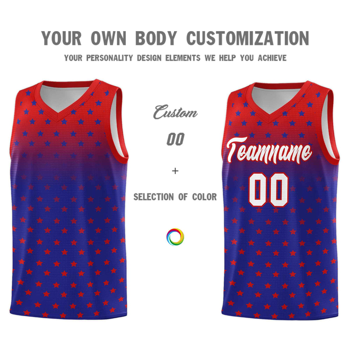 Custom Red Royal Gradient Start Pattern Basketball Jersey Kits|KXKSHOP