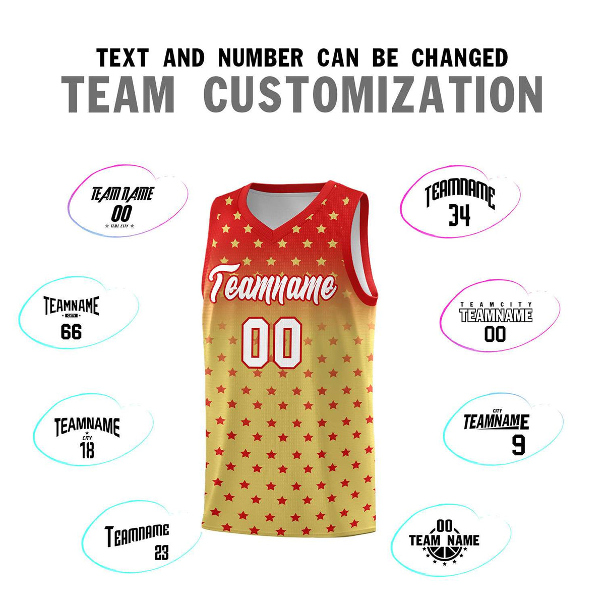 Custom Red Old Gold Gradient Start Pattern Basketball Jersey Kits|KXKSHOP