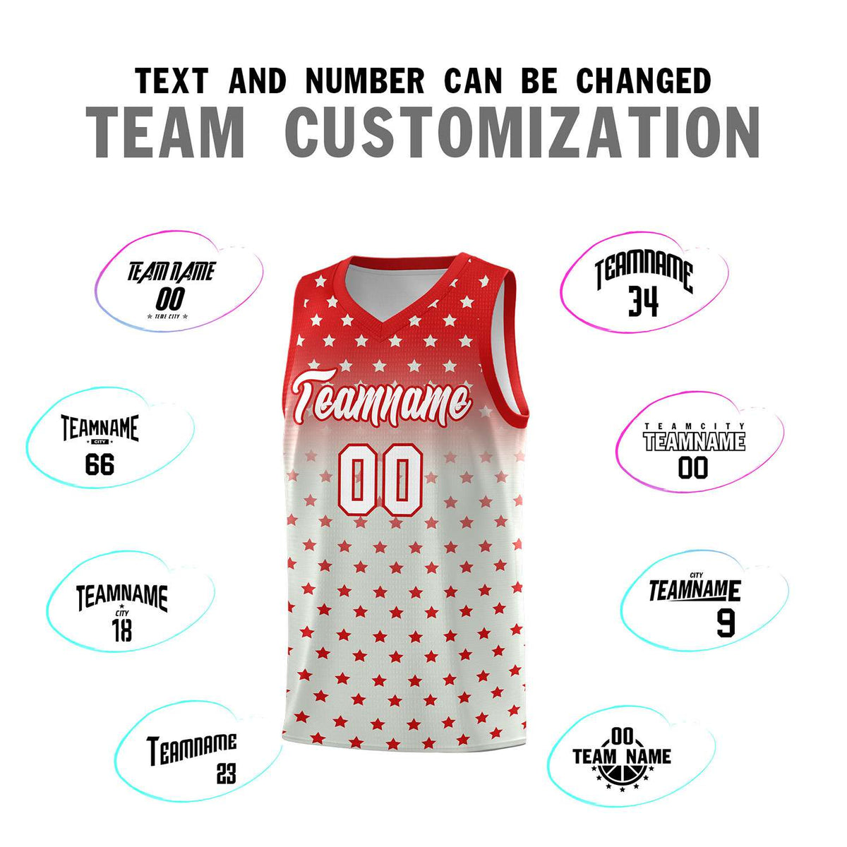 Custom Red Gray Gradient Start Pattern Basketball Jersey Kits|KXKSHOP