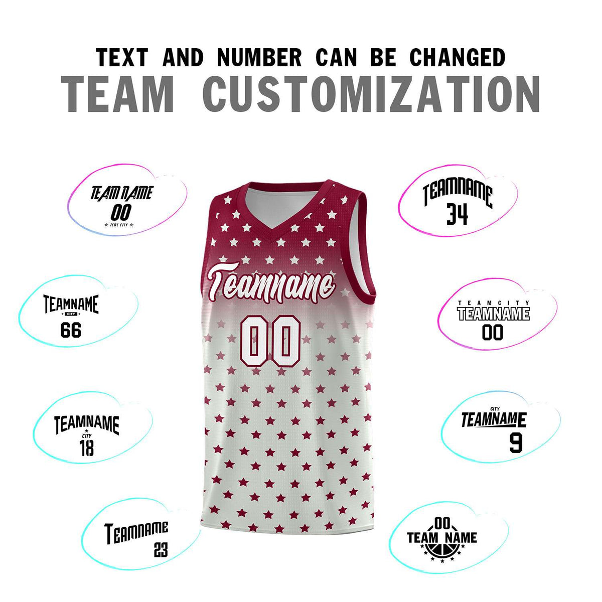 Custom Crimson Gray Gradient Start Pattern Basketball Jersey Kits|KXKSHOP