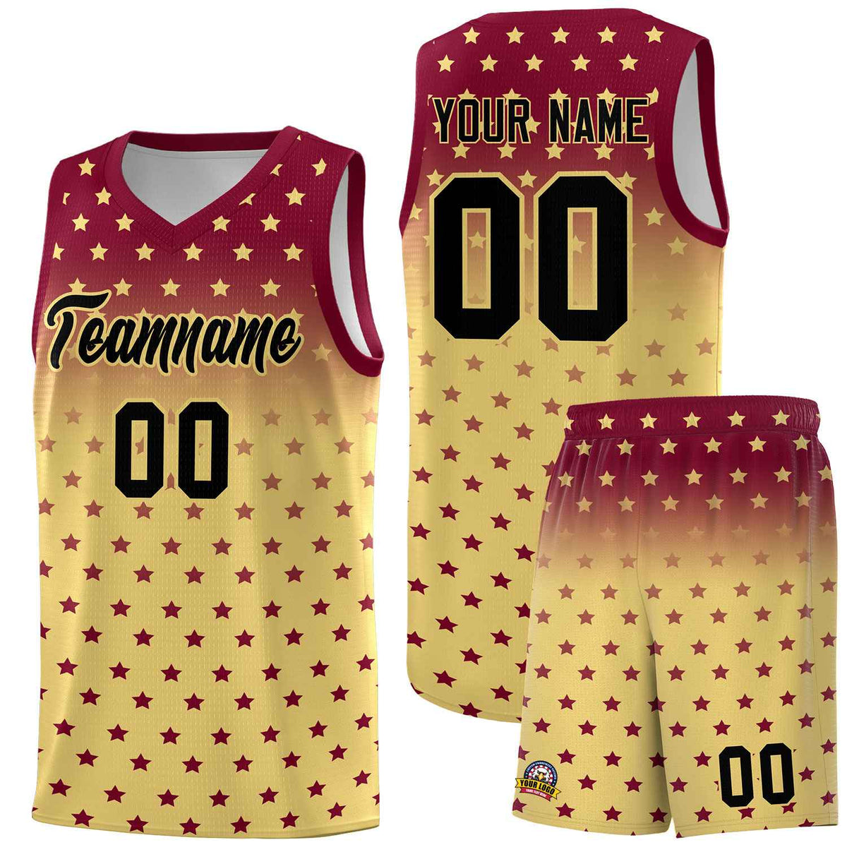 Custom Crimson Khaki Gradient Start Pattern Basketball Jersey Kits|KXKSHOP