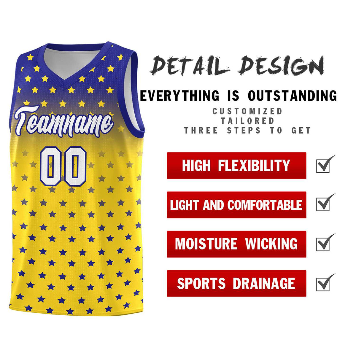 Custom Royal Gold Gradient Start Pattern Basketball Jersey Kits|KXKSHOP