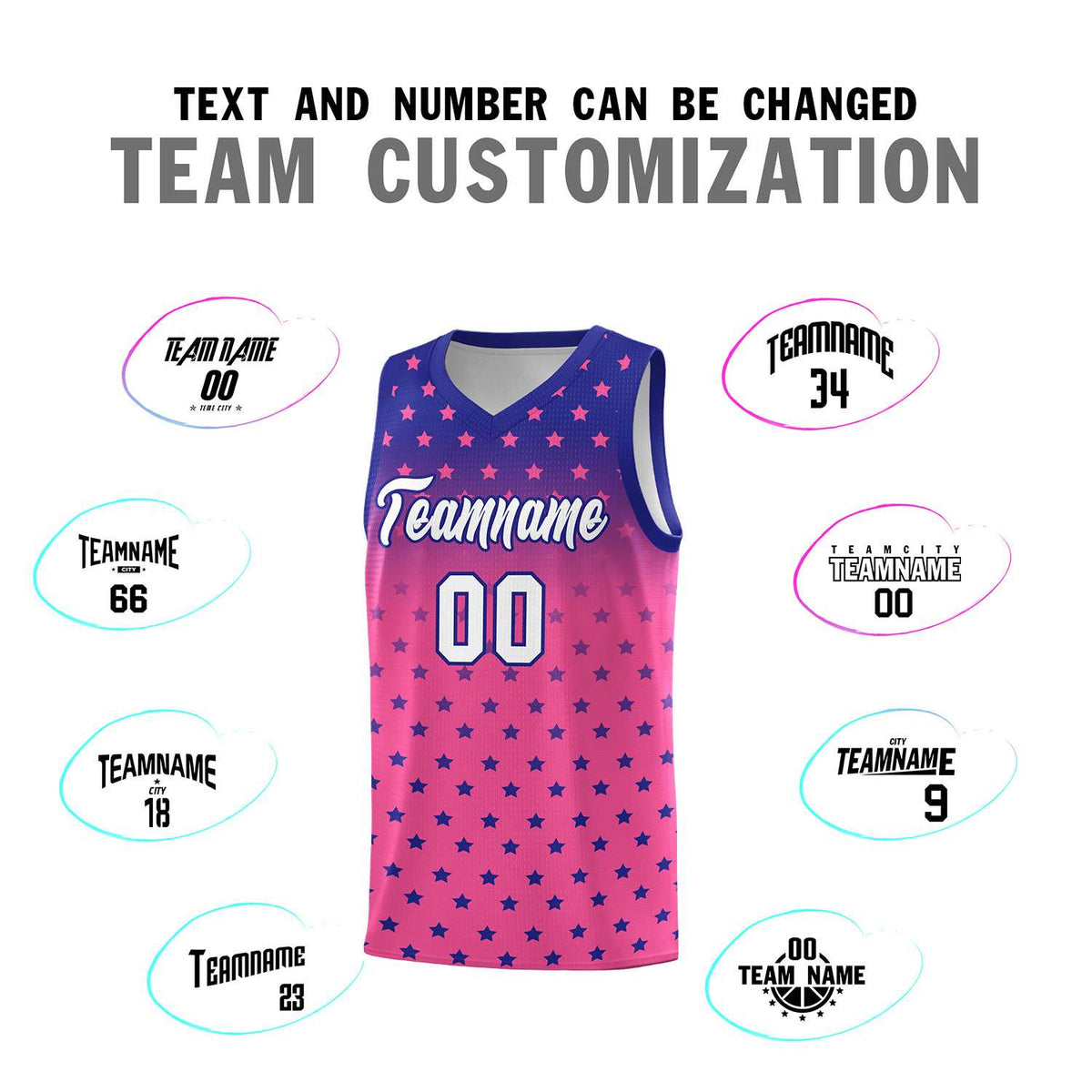 Custom Royal Pink Gradient Start Pattern Basketball Jersey Kits|KXKSHOP