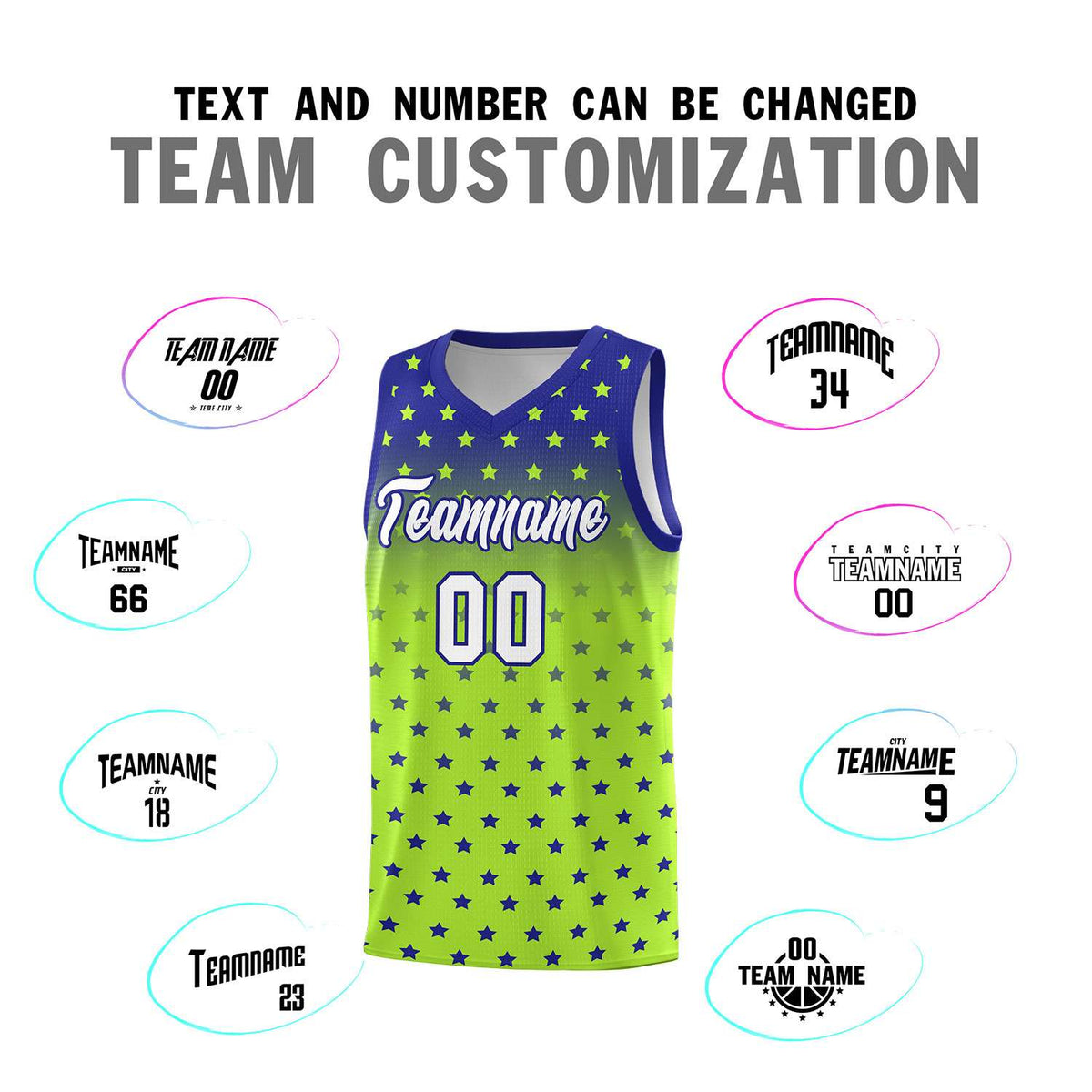 Custom Royal Light Green Gradient Start Pattern Basketball Jersey Kits|KXKSHOP