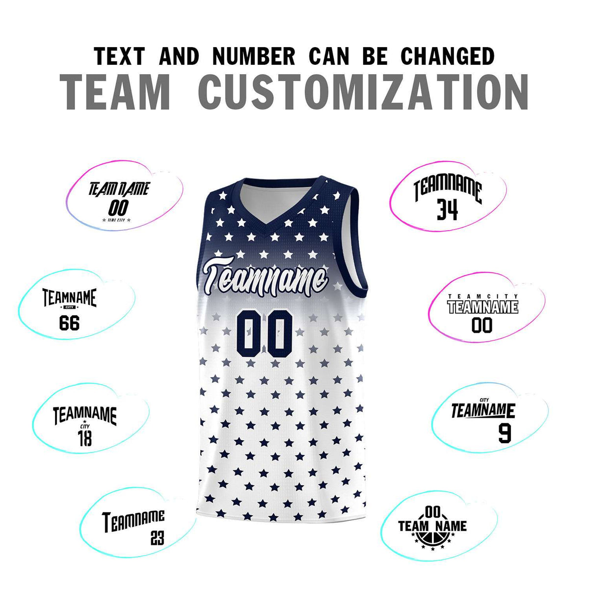 Custom Navy White Gradient Start Pattern Basketball Jersey Kits|KXKSHOP