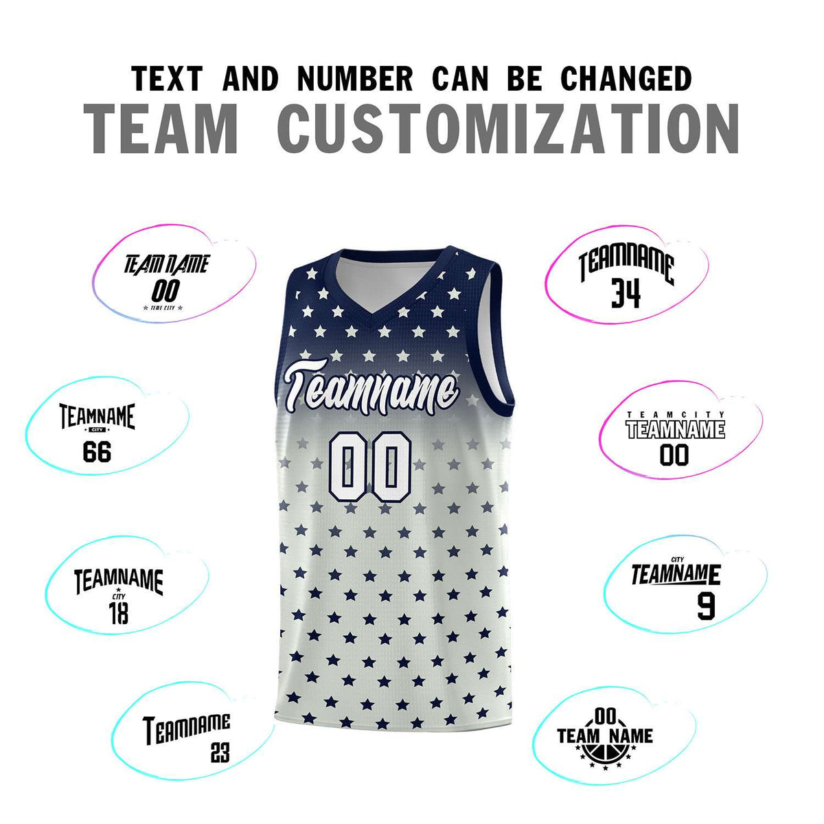 Custom Navy Gray Gradient Start Pattern Basketball Jersey Kits|KXKSHOP