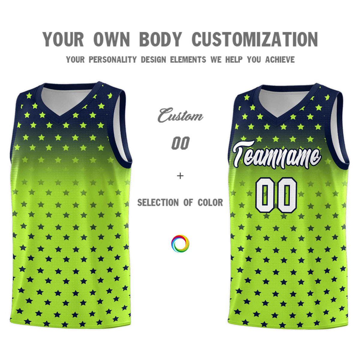 Custom Navy Light Green Gradient Start Pattern Basketball Jersey Kits|KXKSHOP