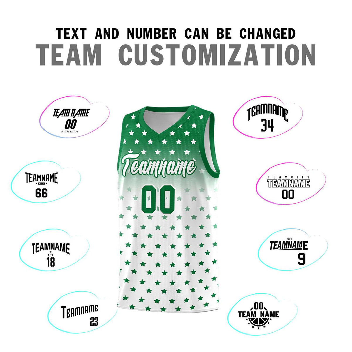 Custom Kelly Green White Gradient Start Pattern Basketball Jersey Kits|KXKSHOP