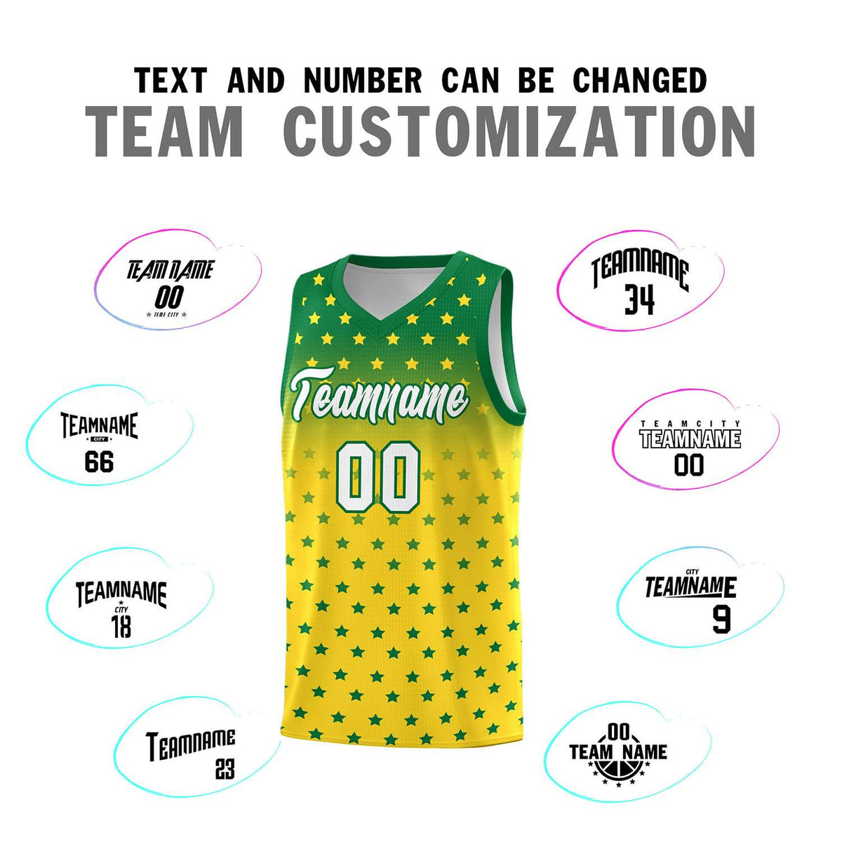 Custom Kelly Green Gold Gradient Start Pattern Basketball Jersey Kits|KXKSHOP