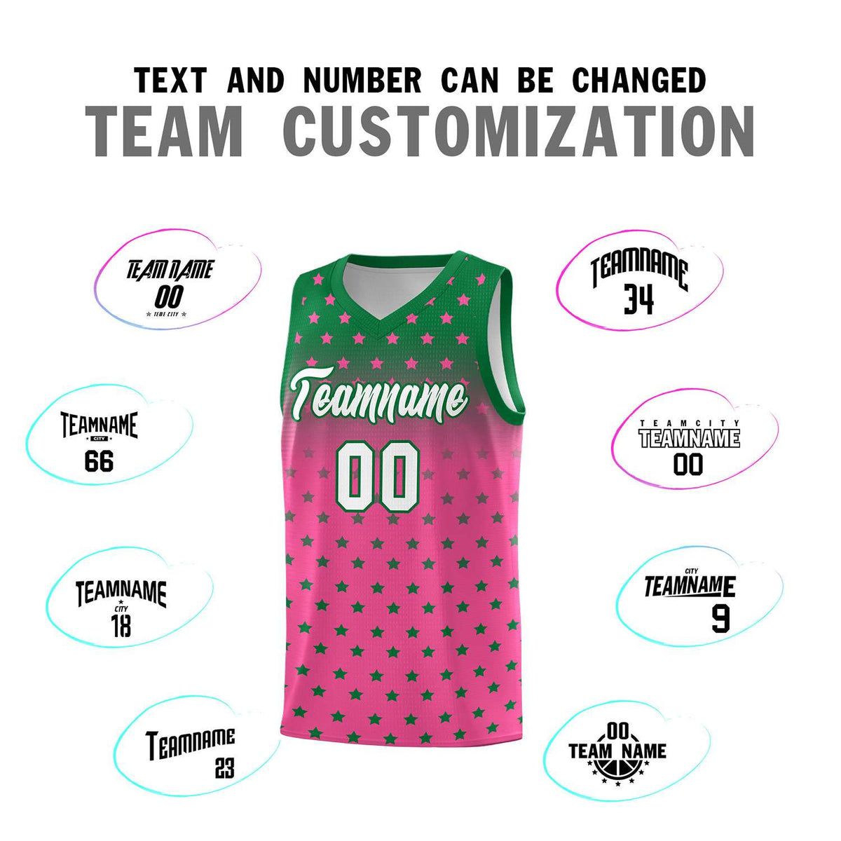Custom Kelly Green Pink Gradient Start Pattern Basketball Jersey Kits|KXKSHOP
