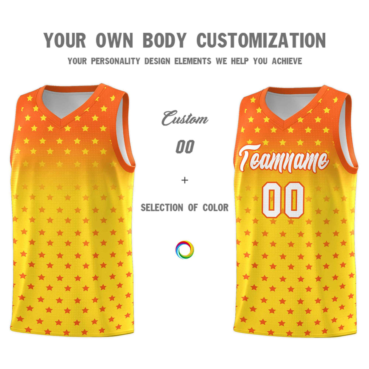 Custom Orange Gold Gradient Start Pattern Basketball Jersey Kits|KXKSHOP
