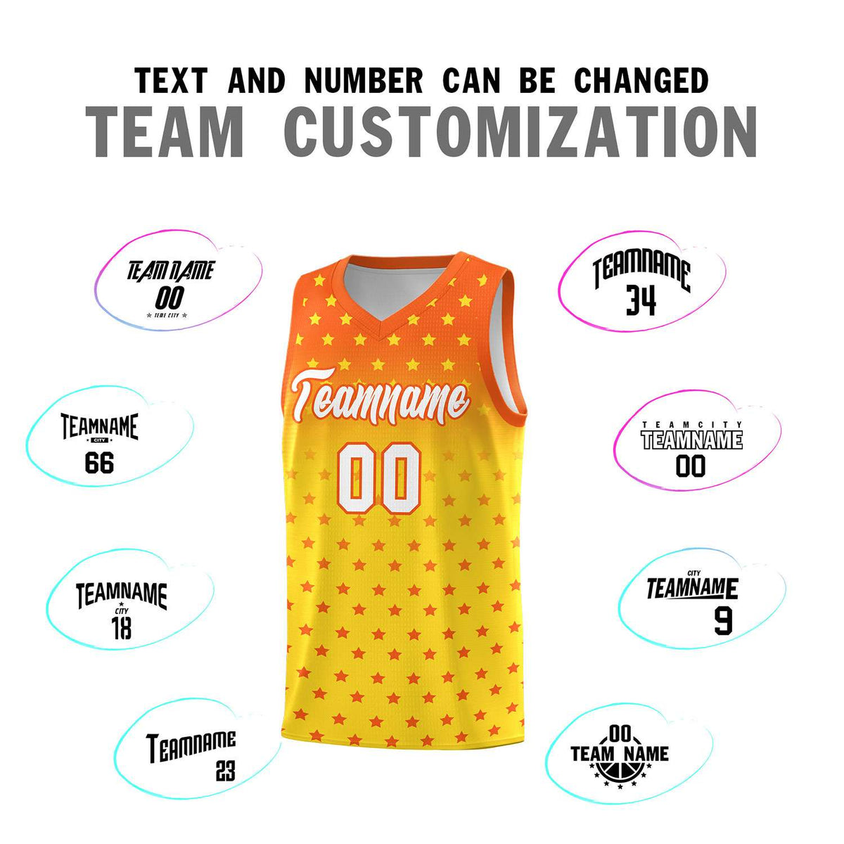 Custom Orange Gold Gradient Start Pattern Basketball Jersey Kits|KXKSHOP