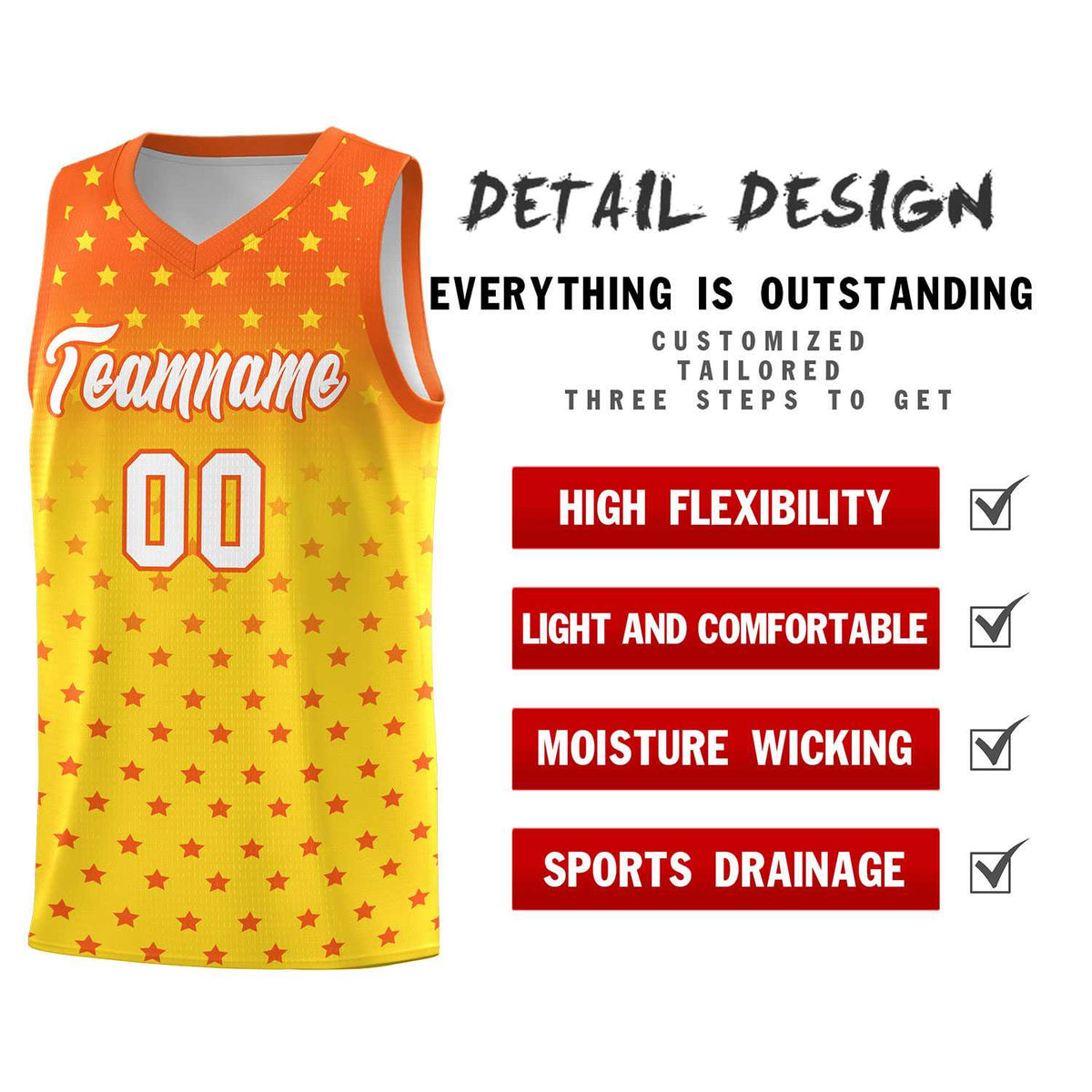 Custom Orange Gold Gradient Start Pattern Basketball Jersey Kits|KXKSHOP