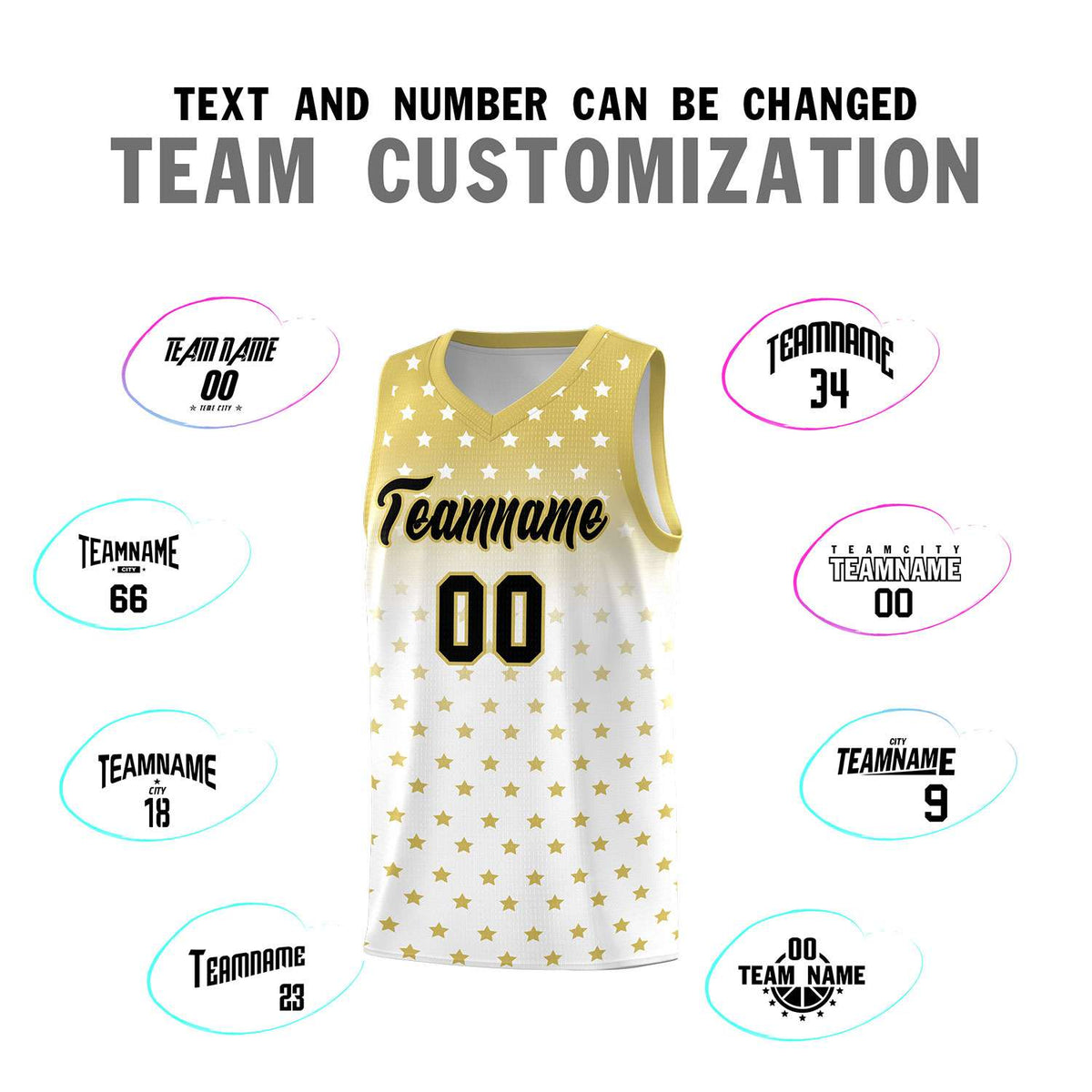 Custom Old Gold White Gradient Start Pattern Basketball Jersey Kits|KXKSHOP