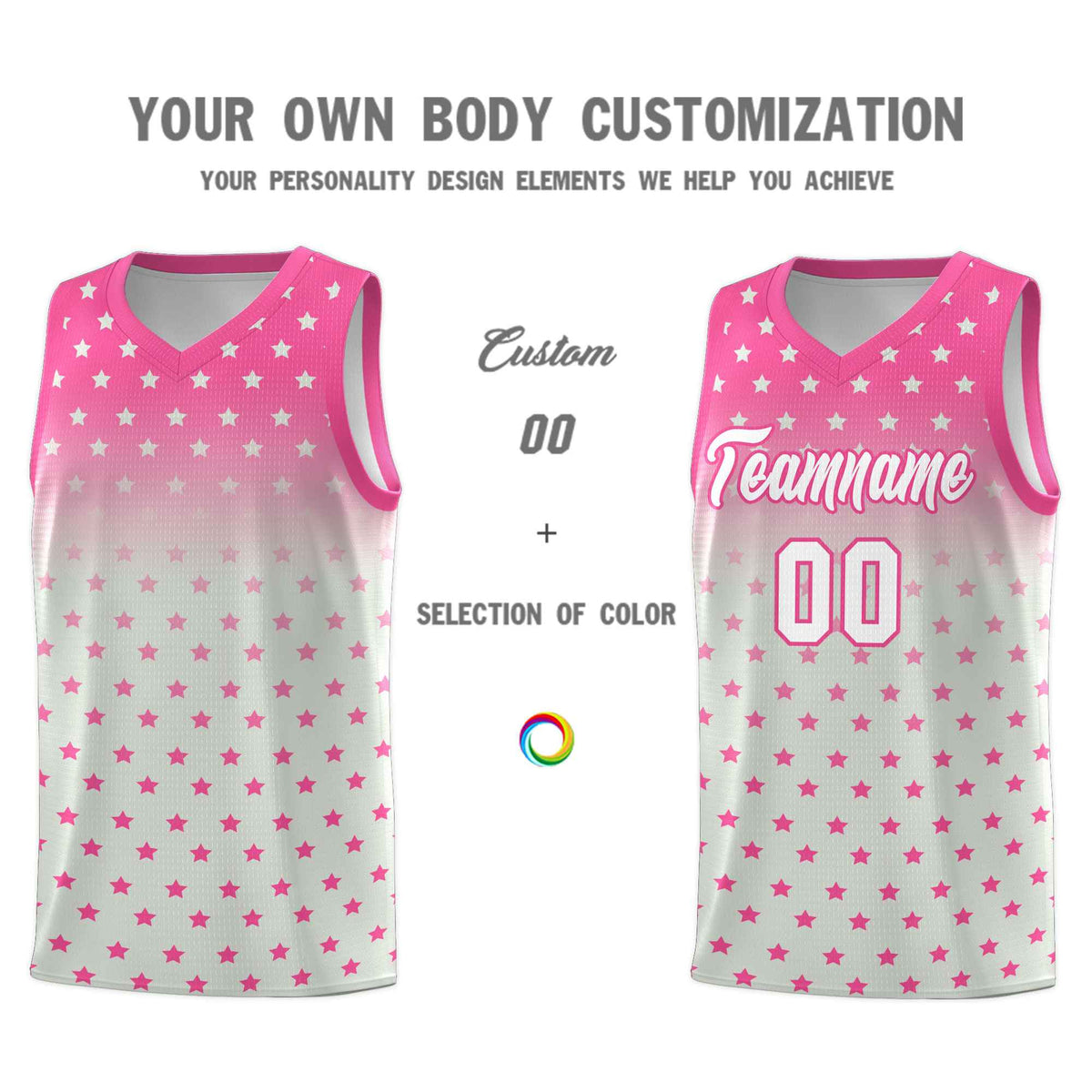 Custom Pink Gray Gradient Start Pattern Basketball Jersey Kits|KXKSHOP