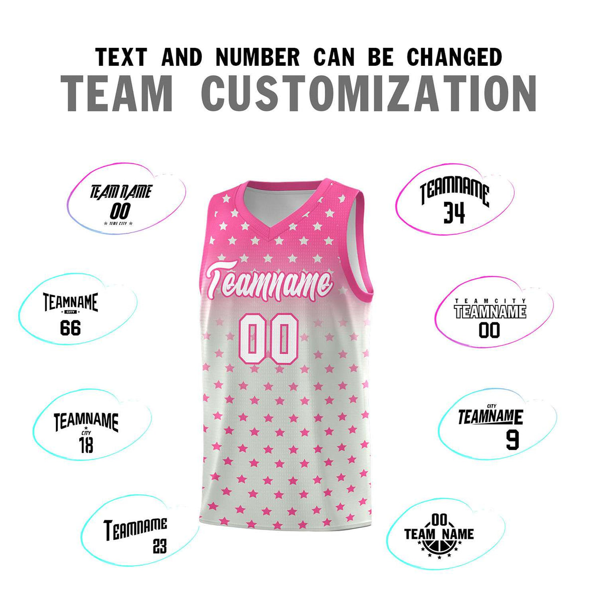 Custom Pink Gray Gradient Start Pattern Basketball Jersey Kits|KXKSHOP