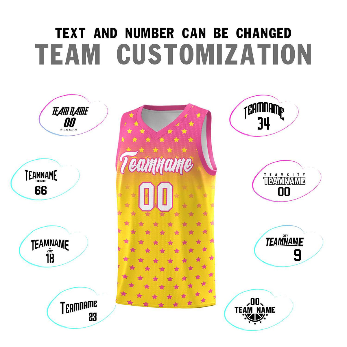 Custom Pink Gold Gradient Start Pattern Basketball Jersey Kits|KXKSHOP