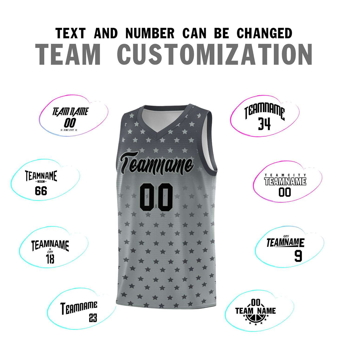 Custom Dark Gray Silver Gradient Start Pattern Basketball Jersey Kits|KXKSHOP