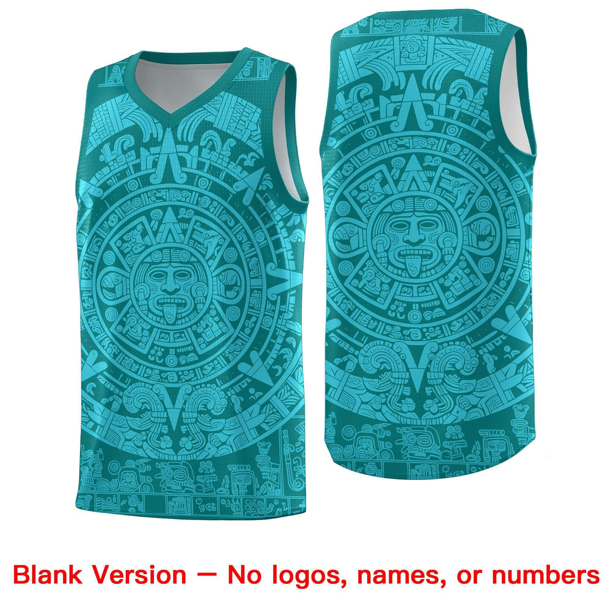 Custom Youth Basketball Jerseys Aqua Aztec Sun Stone Personalized Uniform