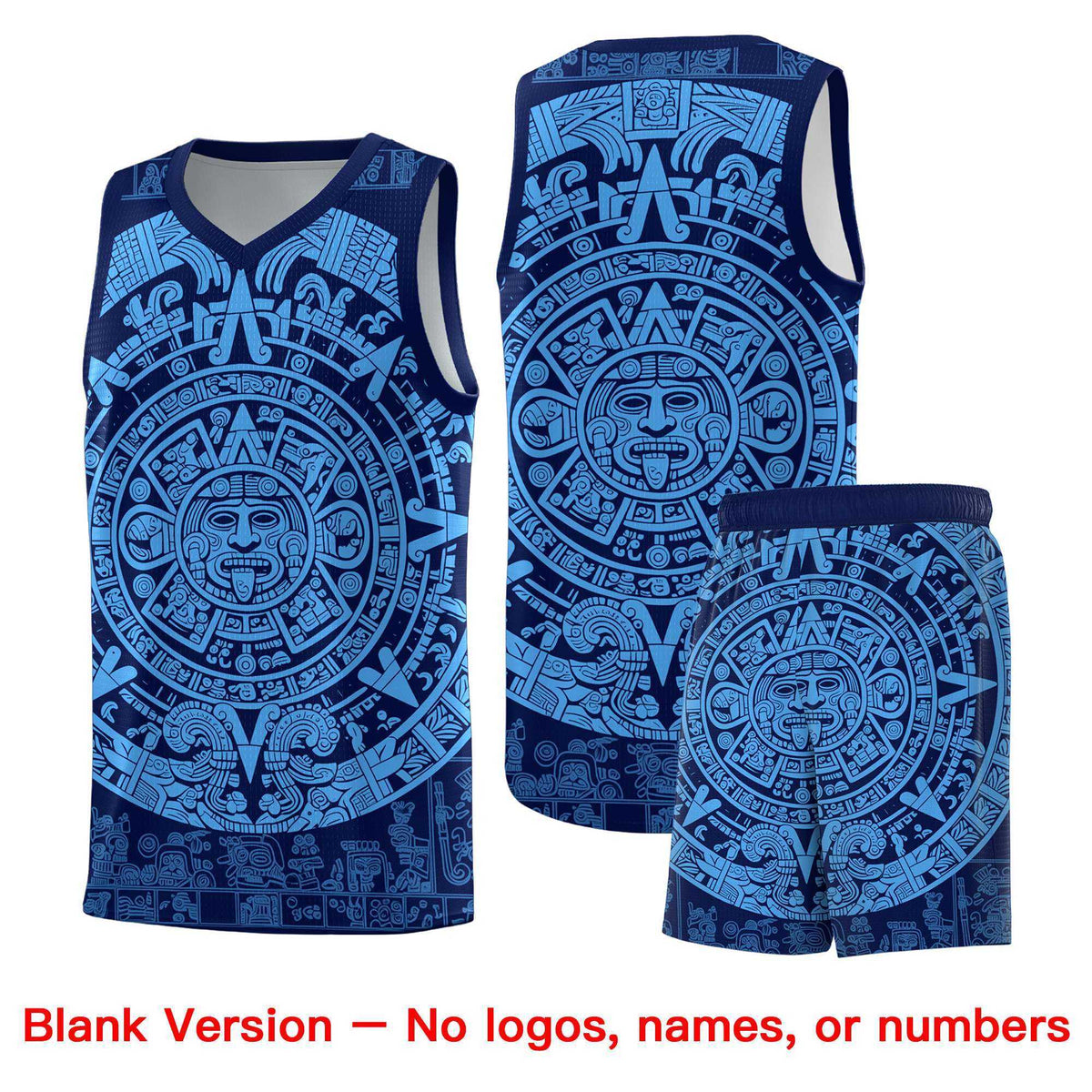 Custom Youth Basketball Jerseys Powder Blue Aztec Sun Stone Personalized Uniform
