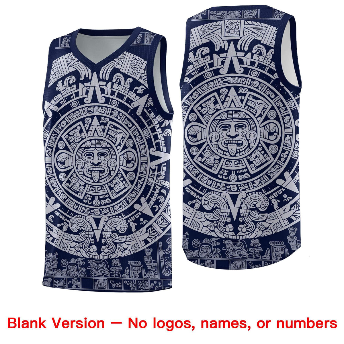 Custom Youth Basketball Jerseys White Aztec Sun Stone Design Team Uniform