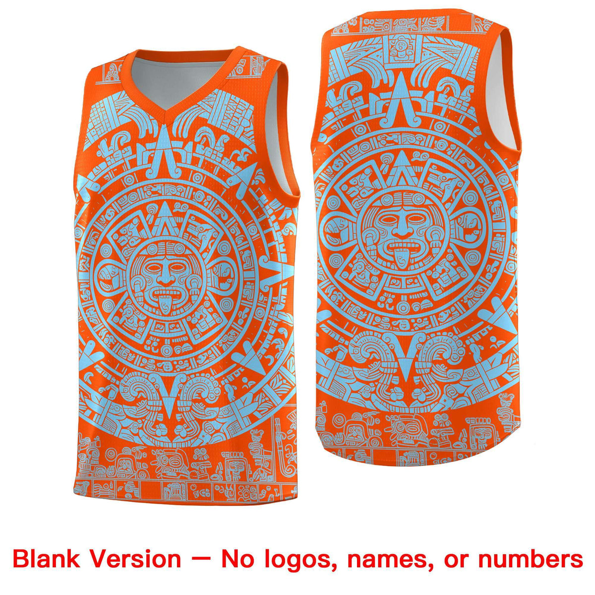 Custom Youth Basketball Jerseys Light Blue Aztec Sun Stone Design Team Uniform