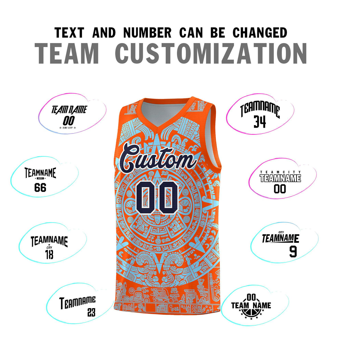 Custom Youth Basketball Jerseys Light Blue Aztec Sun Stone Design Team Uniform