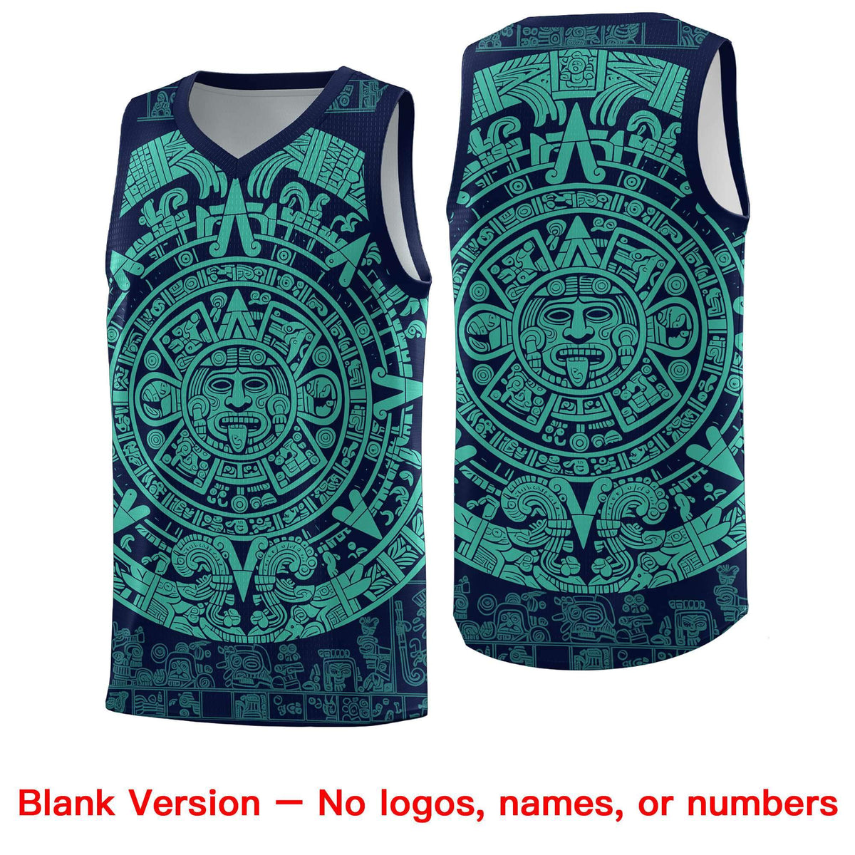 Custom Youth Basketball Jerseys Aqua Aztec Sun Stone Personalized Uniform