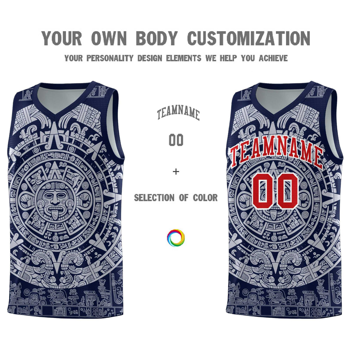 Custom Youth Basketball Jerseys White Aztec Sun Stone Design Team Uniform