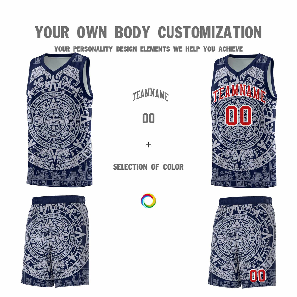 Custom Youth Basketball Jerseys White Aztec Sun Stone Design Team Uniform
