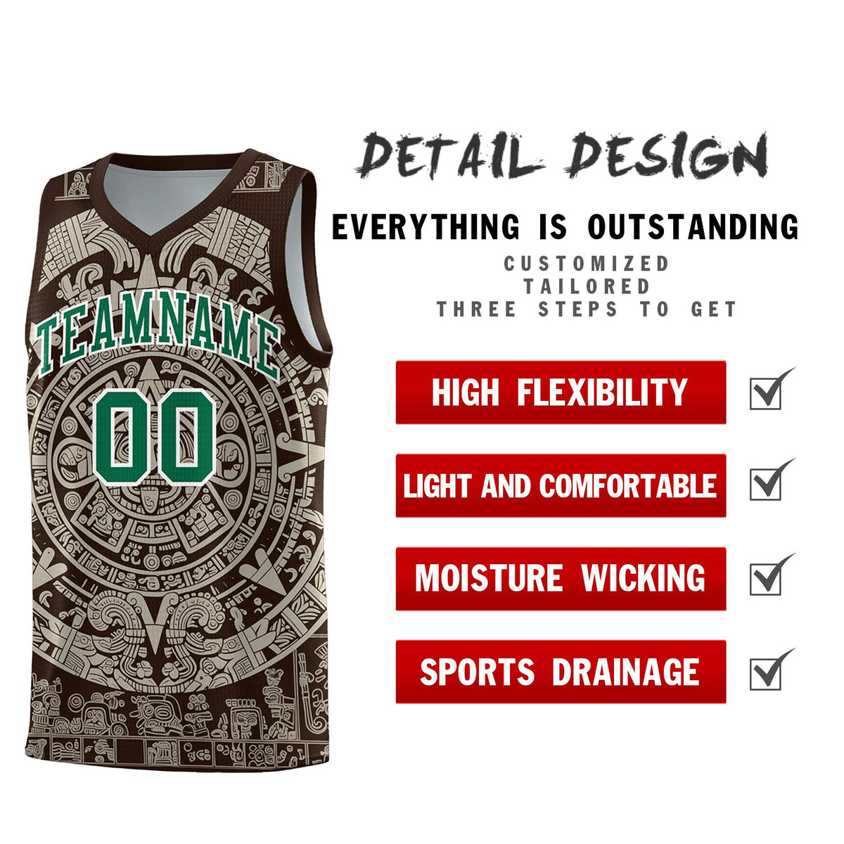 Custom Youth Basketball Jerseys Light Khaki Aztec Sun Stone Design Team Uniform