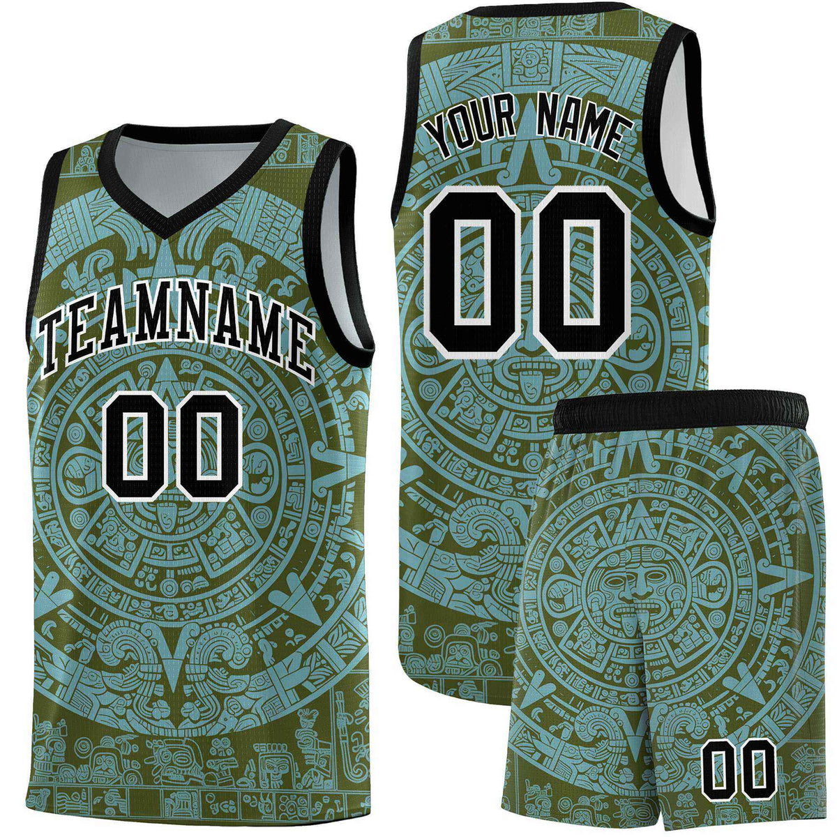 Custom Youth Basketball Jerseys Sky Blue Aztec Sun Stone Personalized Uniform